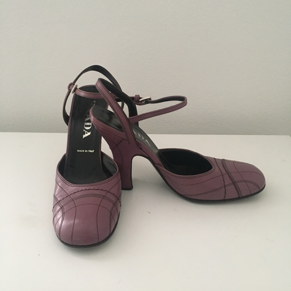 Prada Mary Jane Petalo slingback heels in lavender
